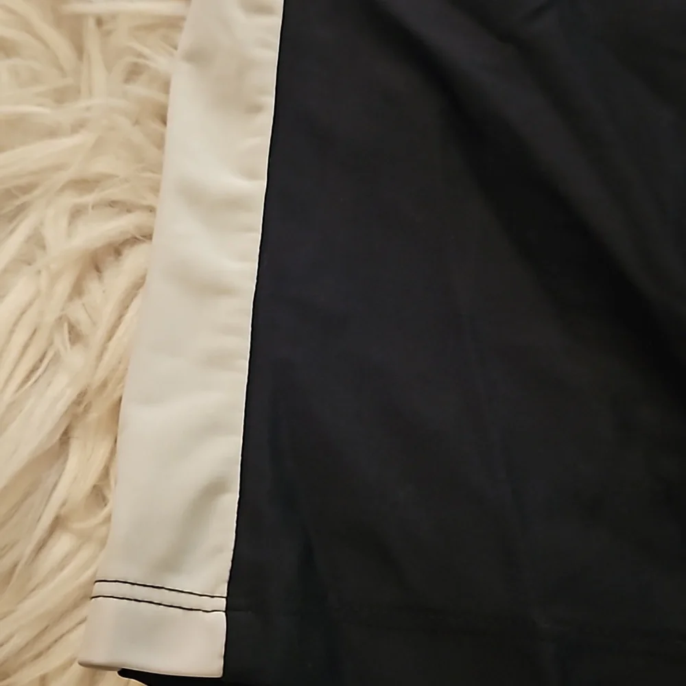 Mandee Sport Shorts – Black w/ White Stripes, Bike-Short Style, Size L